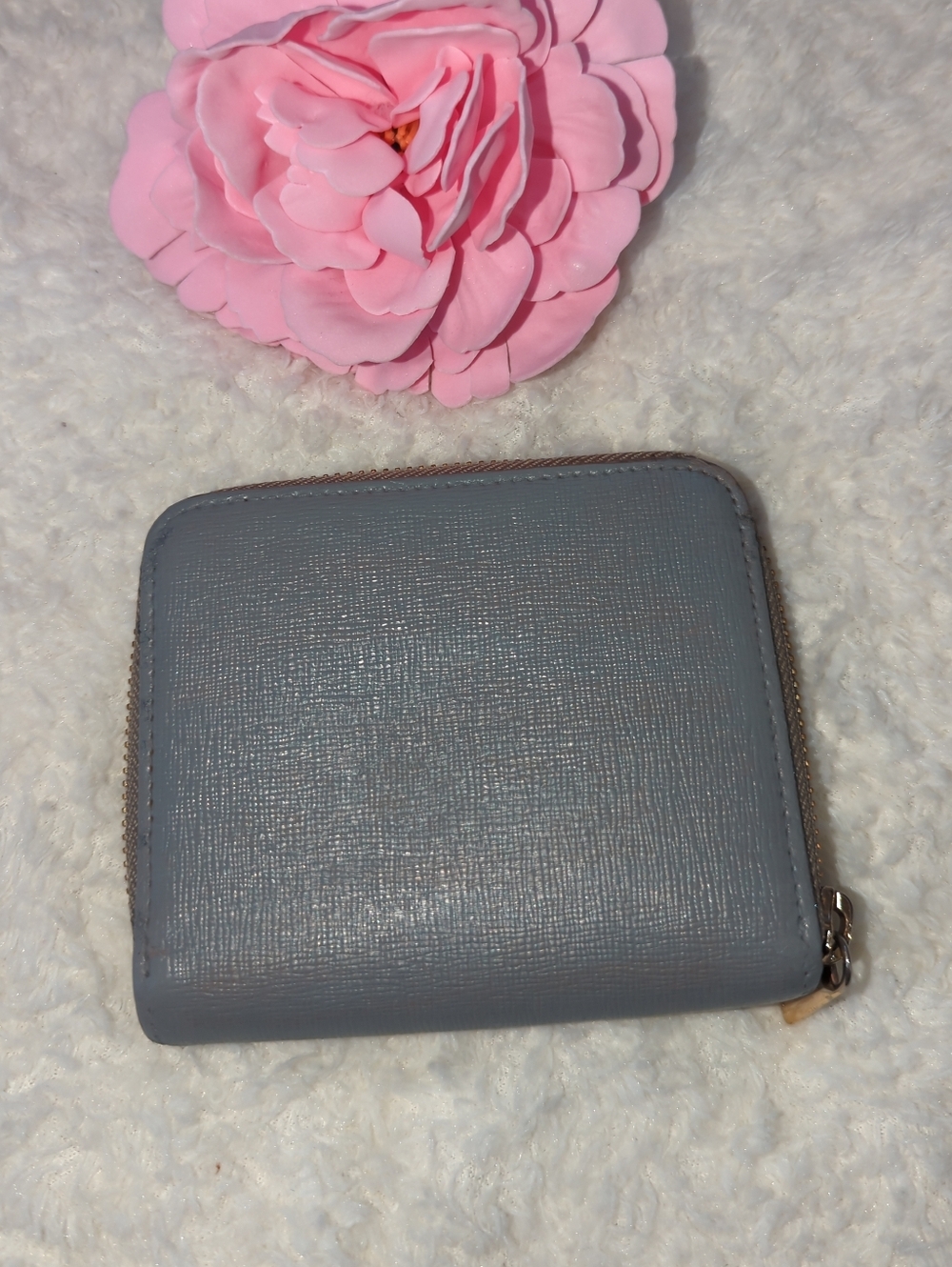 Furla Grey Taupe Saffiano Leather Zip-Around Compact Wallet - Picture 4 of 6
